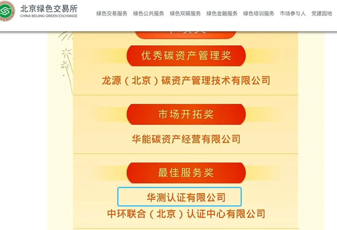 北京綠色交易所2022年度“最佳服務(wù)獎(jiǎng)”