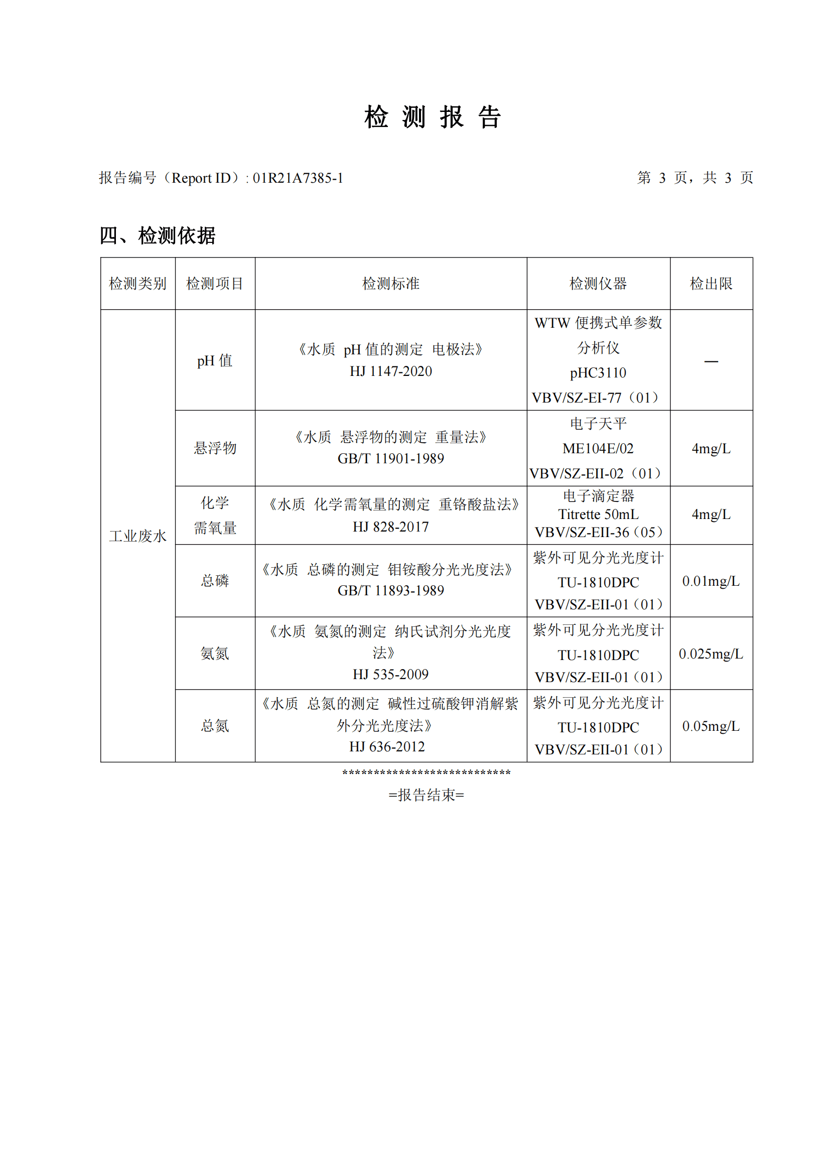 華測檢測認(rèn)證集團(tuán)股份有限公司工業(yè)廢水檢測報(bào)告